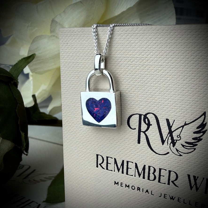 Sterling Silver Love Padlock Memorial Pendant 