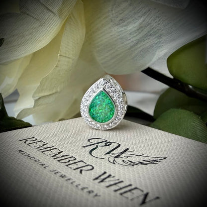 Sterling Silver Crystal Teardrop Bracelet Memorial Charm
