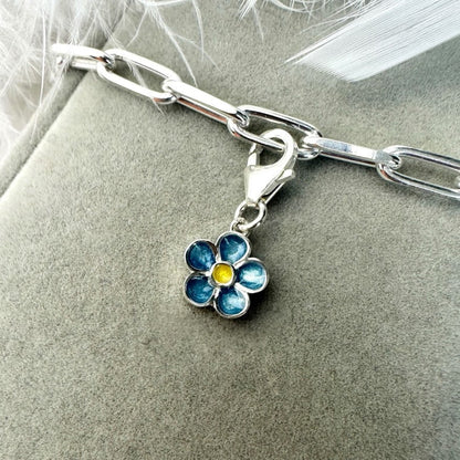 Sterling Silver Clip On Forget Me Not/Flower  Bracelet Memorial Charm