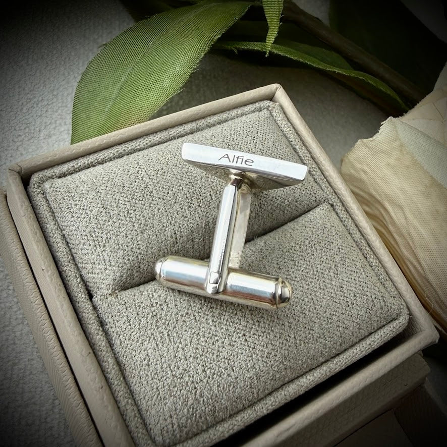 Sterling Silver Rectangle Memorial Cufflinks
