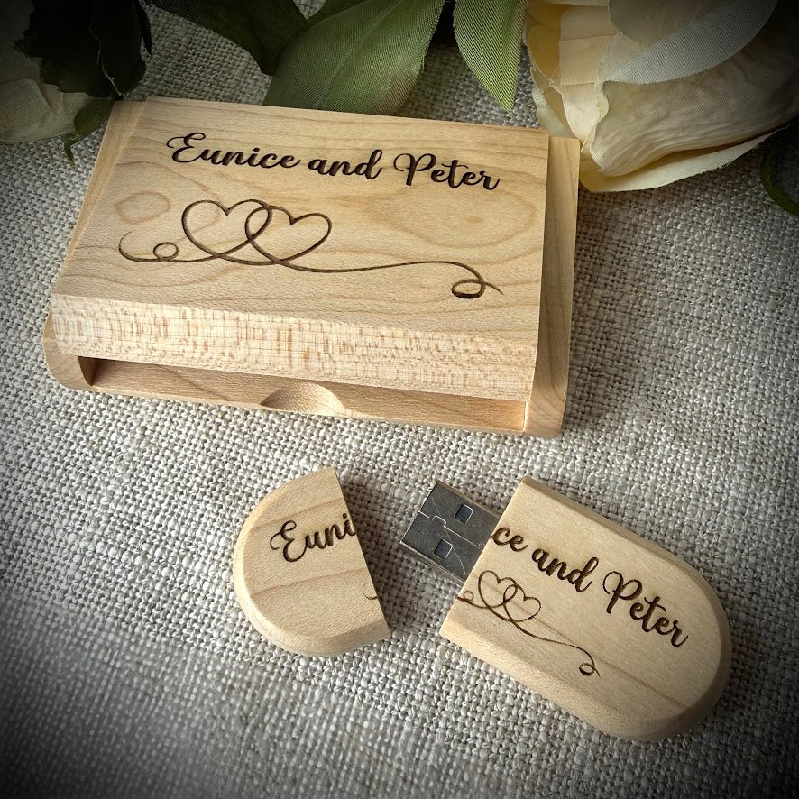 Engraved Wooden Keepsake Photo USB Stick