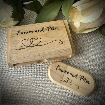 Engraved Wooden Keepsake Photo USB Stick