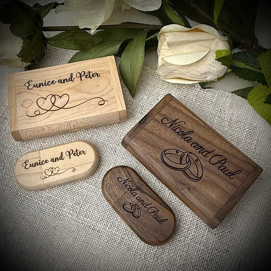 Engraved Wooden Keepsake Photo USB Stick