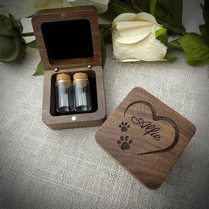 Engraved Wooden Ashes/Fur Keepsake Memorial Box