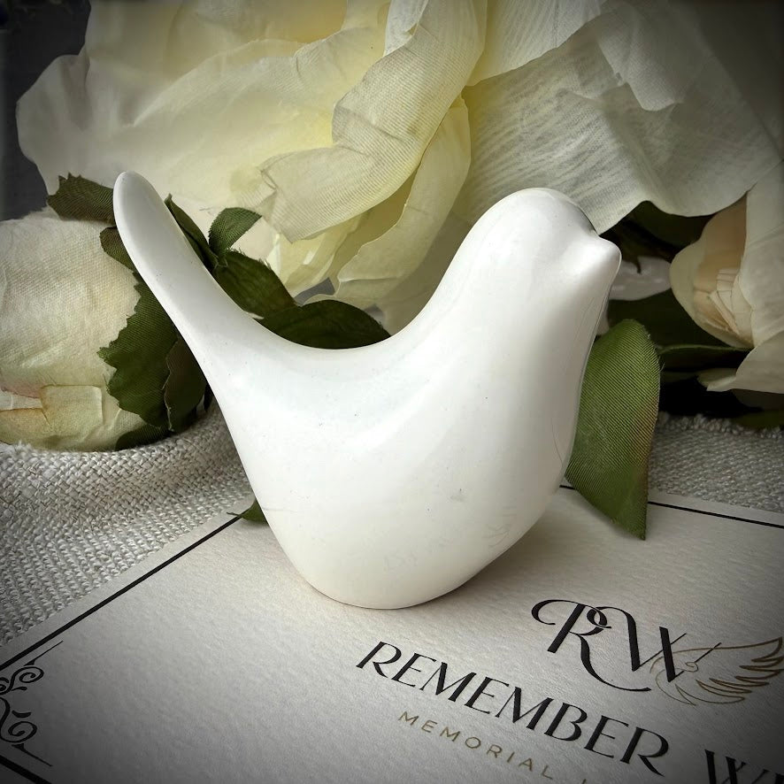 Ceramic memorial Ashes / hair Memorial Dove