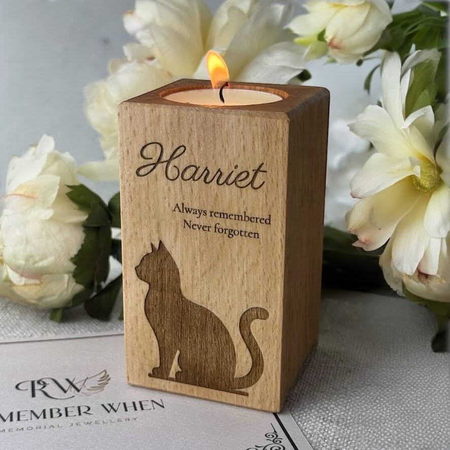 Engraved Wooden Tall Memorial Candle