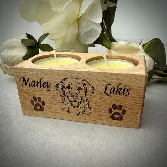 Engraved Wooden Double Memorial Candle