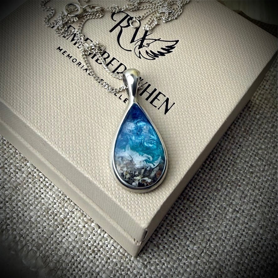Sterling Silver Solid Teardrop Memorial Pendant