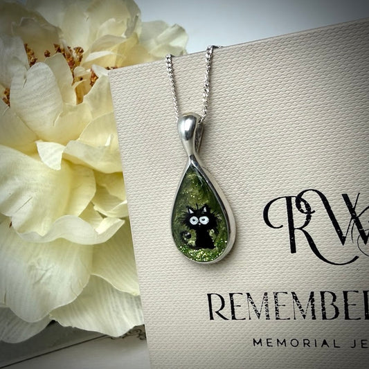 Sterling Silver Solid Teardrop Memorial Pendant