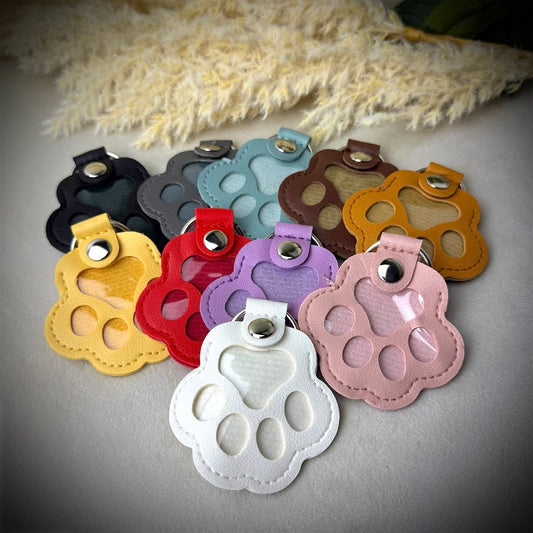 Engraved Coloured Paw Fur Keyring