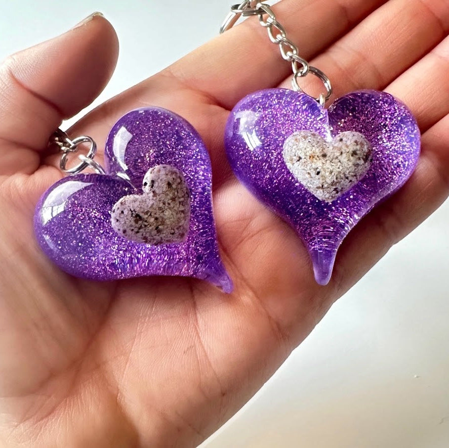 Resin Heart Memorial Keyring