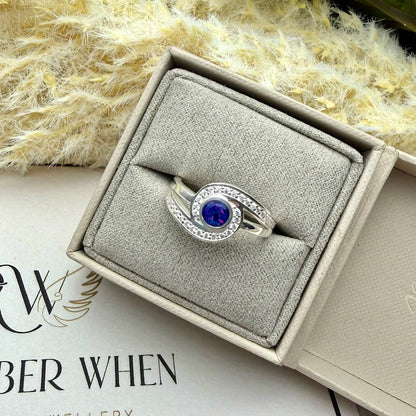 Sterling Silver Crystal Round Embrace Memorial Ring