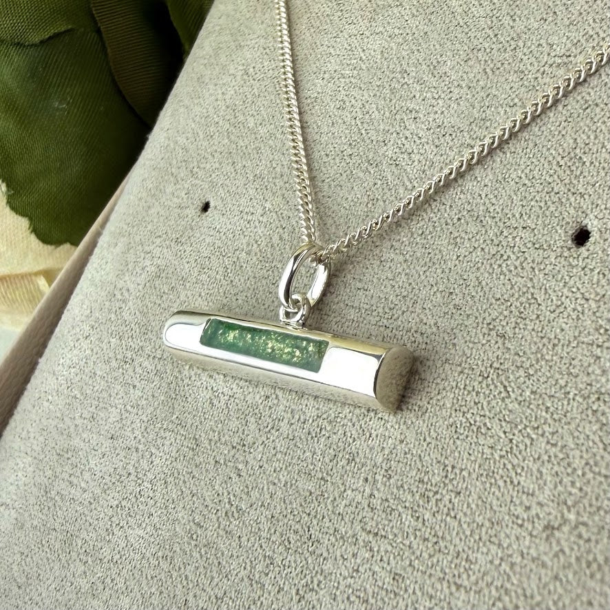 Sterling Silver Petite T-Bar Memorial Pendant