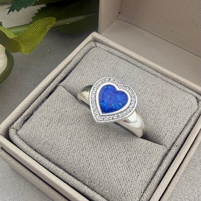 Sterling Silver Crystal Heart Signet Memorial Ring