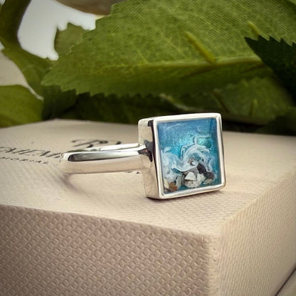 Sterling Silver Square Memorial Ring