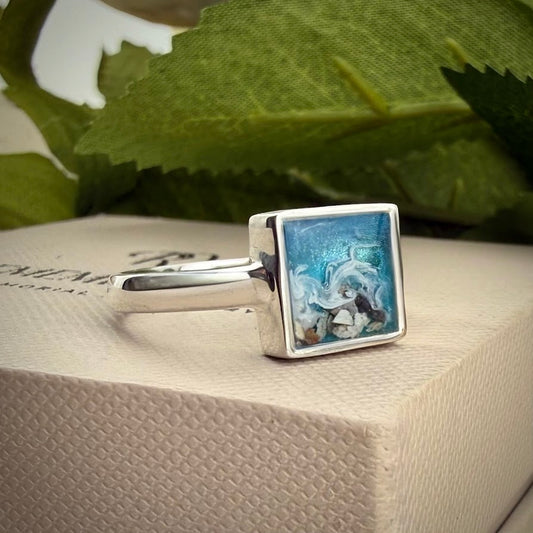Sterling Silver Square Memorial Ring