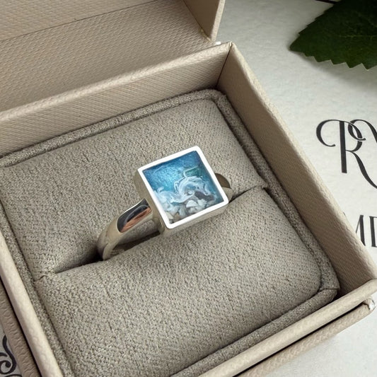 Sterling Silver Square Memorial Ring