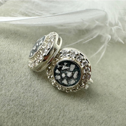 Sterling SIlver Crystal Round Stud Memorial Earrings