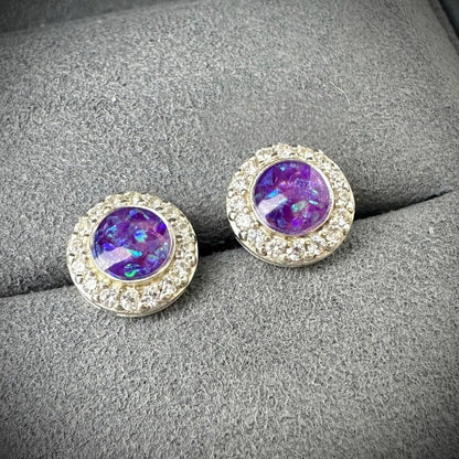 Sterling SIlver Crystal Round Stud Memorial Earrings
