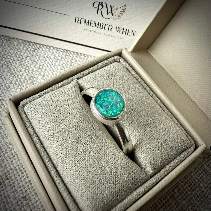 Sterling Silver 10mm round Memorial Ring