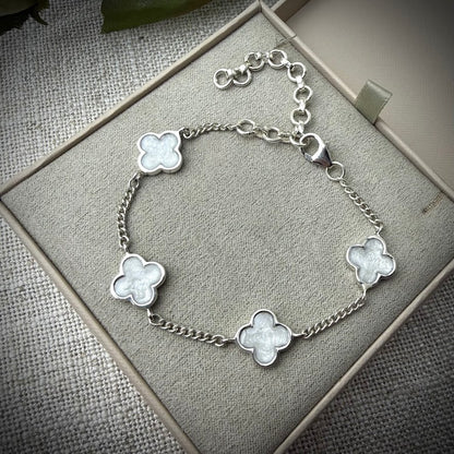 Sterling Silver 4 Clover Adjustable Memorial Bracelet