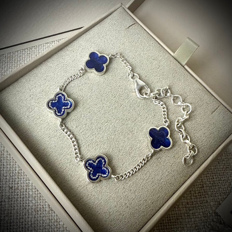 Sterling Silver 4 Clover Adjustable Memorial Bracelet