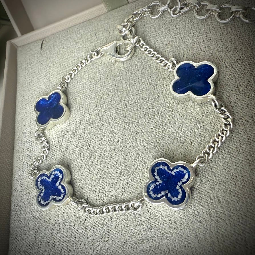 Sterling Silver 4 Clover Adjustable Memorial Bracelet