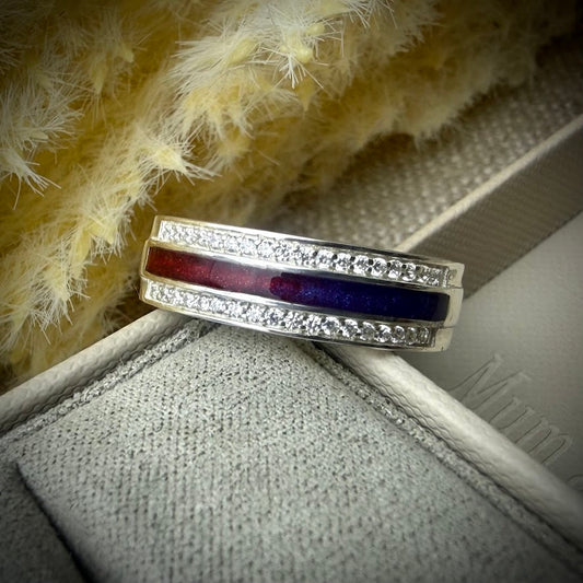 Sterling Silver Crystal Channel Memorial Ring