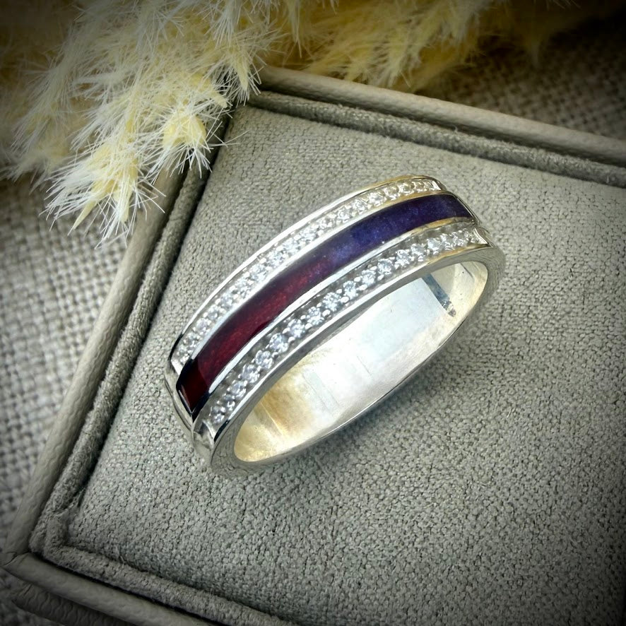 Sterling Silver Crystal Channel Memorial Ring