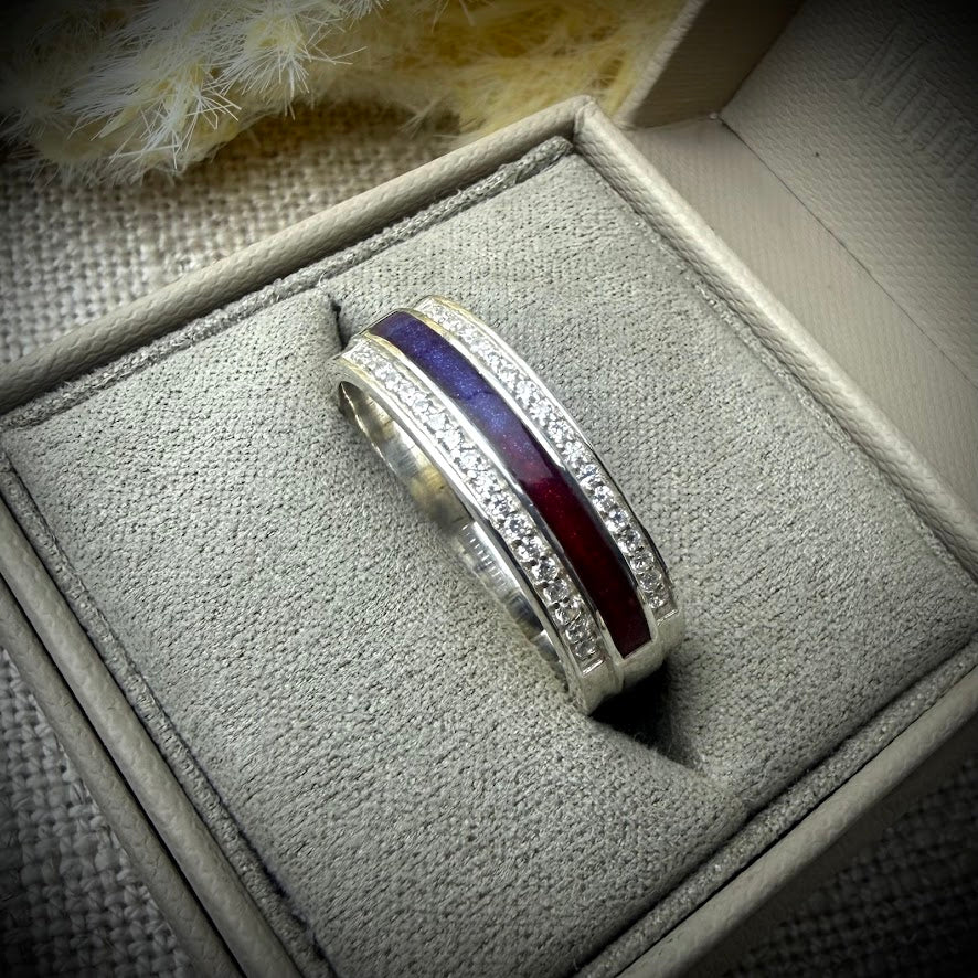 Sterling Silver Crystal Channel Memorial Ring