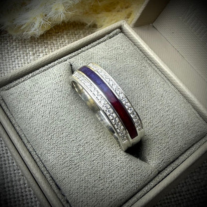 Sterling Silver Crystal Channel Memorial Ring
