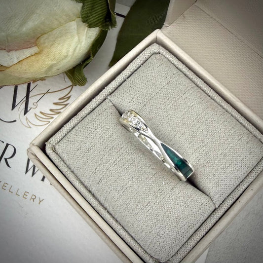 Sterling Silver Crystal Twist Memorial Ring