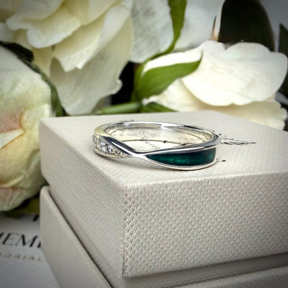 Sterling Silver Crystal Twist Memorial Ring