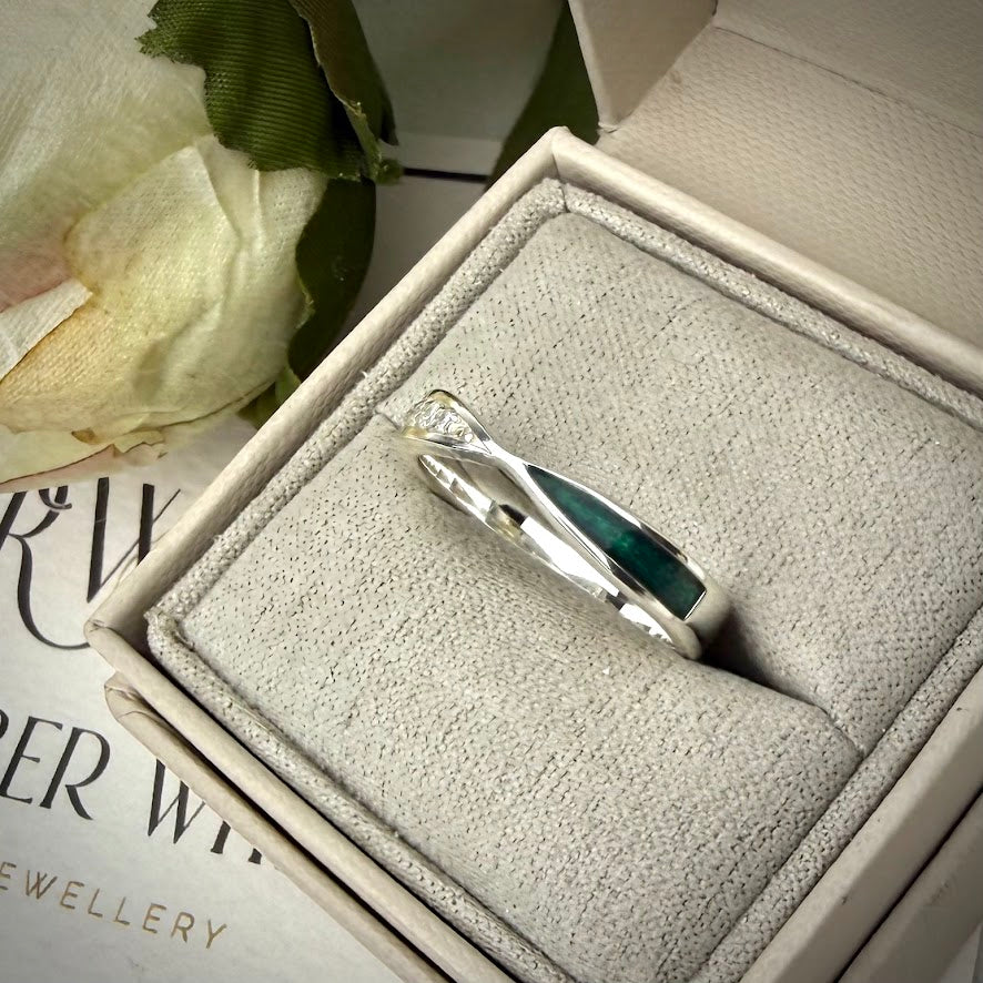 Sterling Silver Crystal Twist Memorial Ring