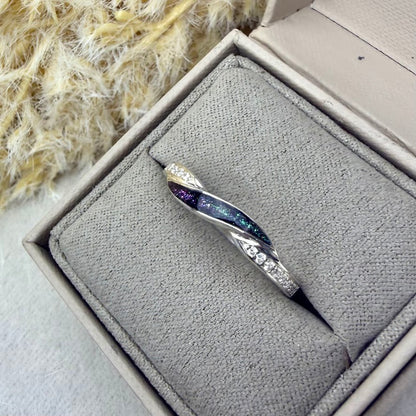 Sterling Silver Crystal Wave Memorial Ring