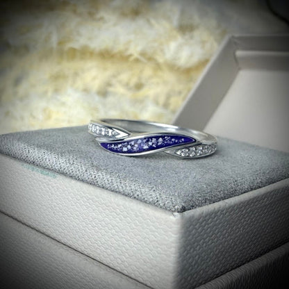 Sterling Silver Crystal Wave Memorial Ring