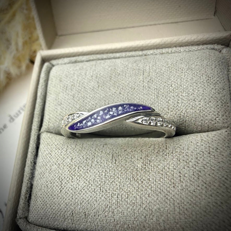 Sterling Silver Crystal Wave Memorial Ring