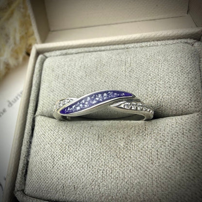 Sterling Silver Crystal Wave Memorial Ring