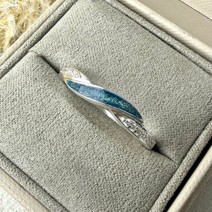 Sterling Silver Crystal Wave Memorial Ring