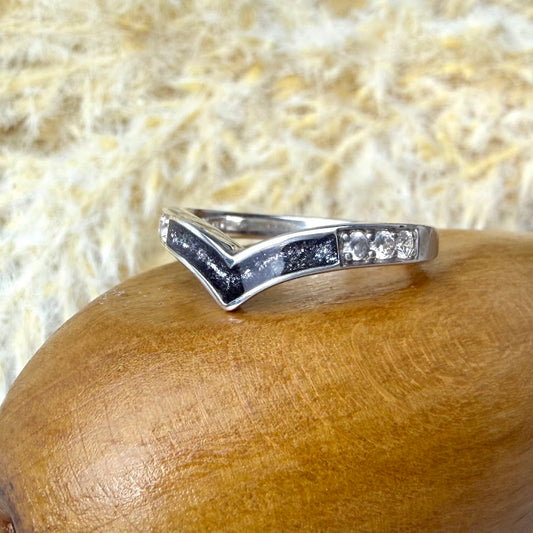Sterling Silver Crystal Wishbone Memorial Ring