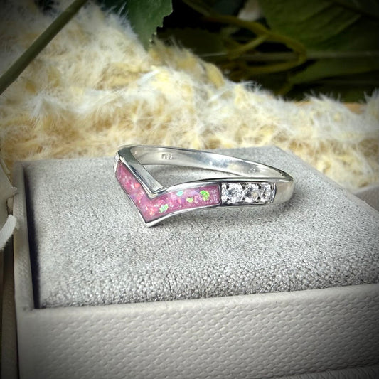 Sterling Silver Crystal Wishbone Memorial Ring