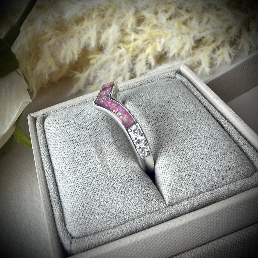 Sterling Silver Crystal Wishbone Memorial Ring