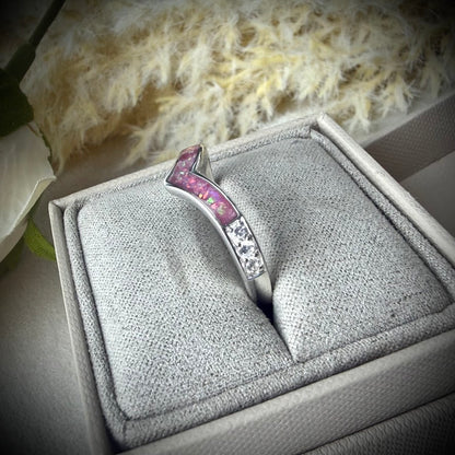 Sterling Silver Crystal Wishbone Memorial Ring
