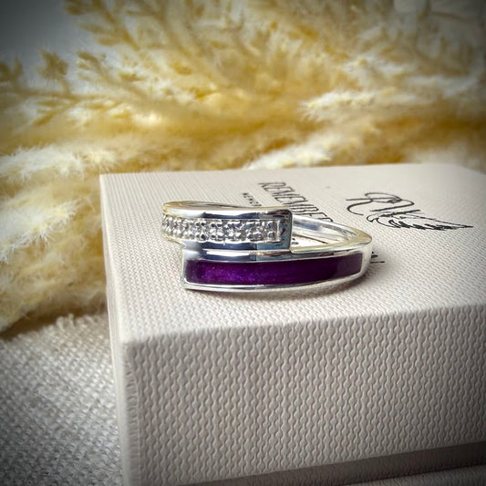 Sterling Silver Crystal Wrap Around Memorial Ring