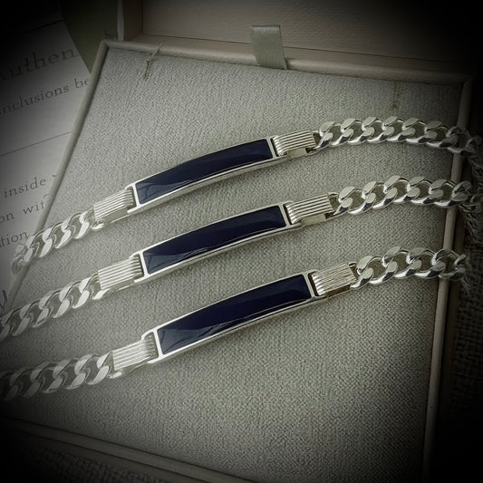 Sterling Silver Curb Memorial Bracelet