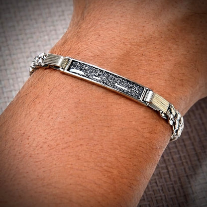 Sterling Silver Curb Memorial Bracelet