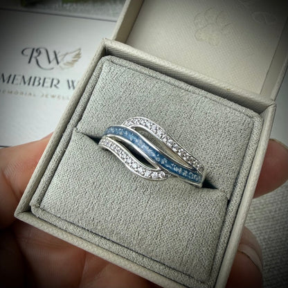 Sterling Silver Double wave Memorial Ring