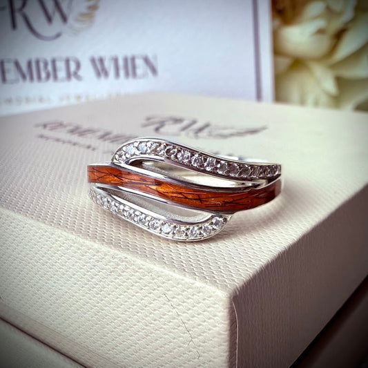 Sterling Silver Double wave Memorial Ring