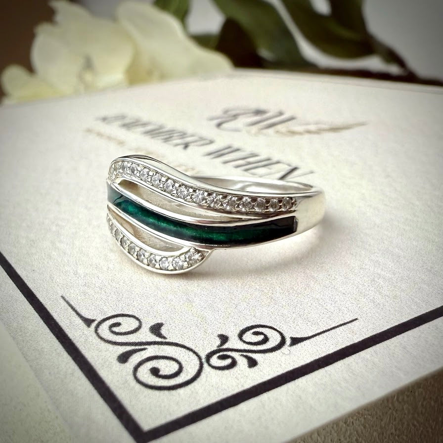 Sterling Silver Double wave Memorial Ring