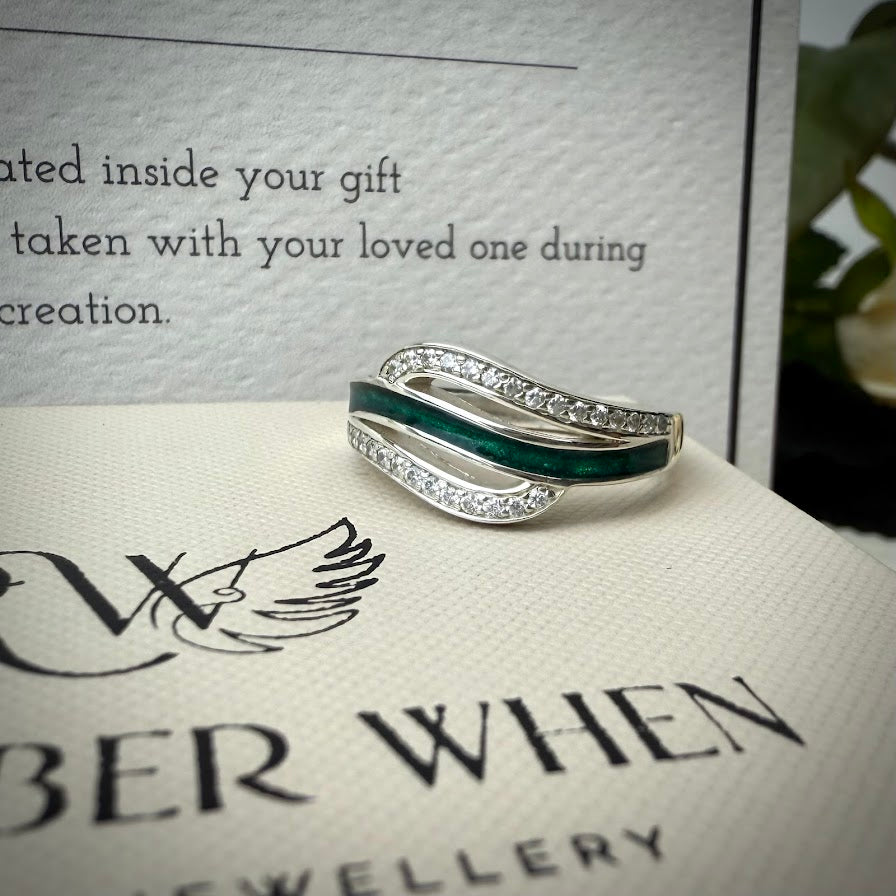 Sterling Silver Double wave Memorial Ring